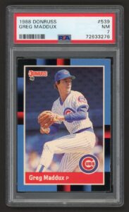 1988 DONRUSS GREG MADDUX #539 CHICAGO CUBS 2ND YEAR HOF THE PROFESSOR – PSA 7 NEAR MINT