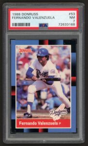 1988 DONRUSS FERNANDO VALENZUELA #53 LOS ANGELES DODGERS HOF – PSA 7 NEAR MINT