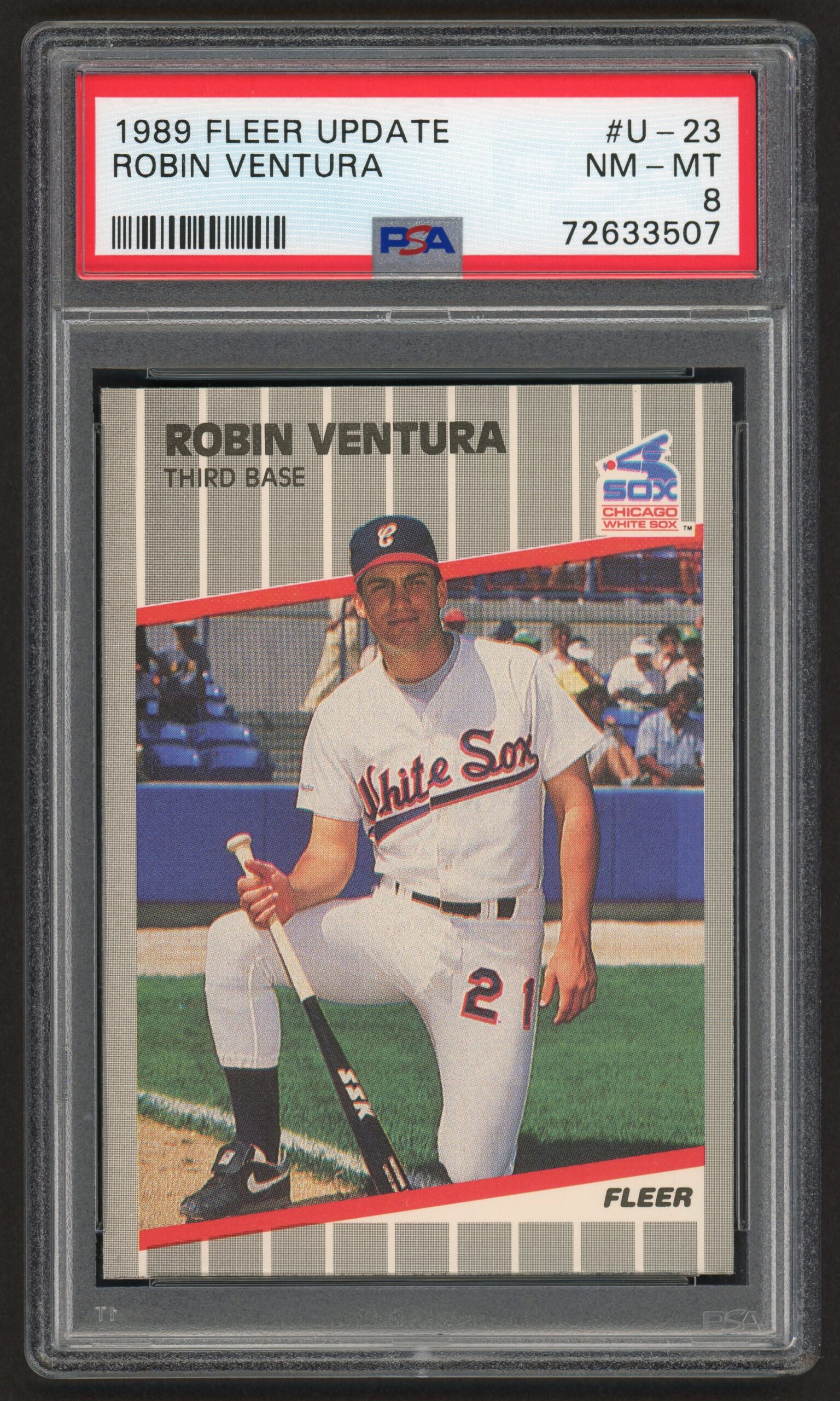 1989 FLEER UPDATE ROBIN VENTURA #U-23 WHITE SOX ROOKIE RC – PSA 8 NEAR MINT-MINT