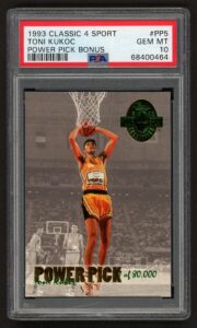 1993 CLASSIC 4 SPORT TONI KUKOC #PP5 POWER PICK BONUS LIMITED EDITION INSERT ROOKIE RC BULLS HOF PSA 10 GEM MINT
