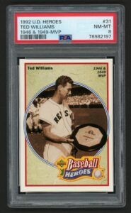 1992 UPPER DECK BASEBALL HEROES TED WILLIAMS #31 1946 &1949-MVP PSA 8 NEAR MINT-MINT