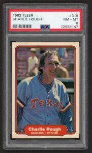 1982 FLEER CHARLIE HOUGH #319 HOF VINTAGE PSA 8 NEAR MINT-MINT
